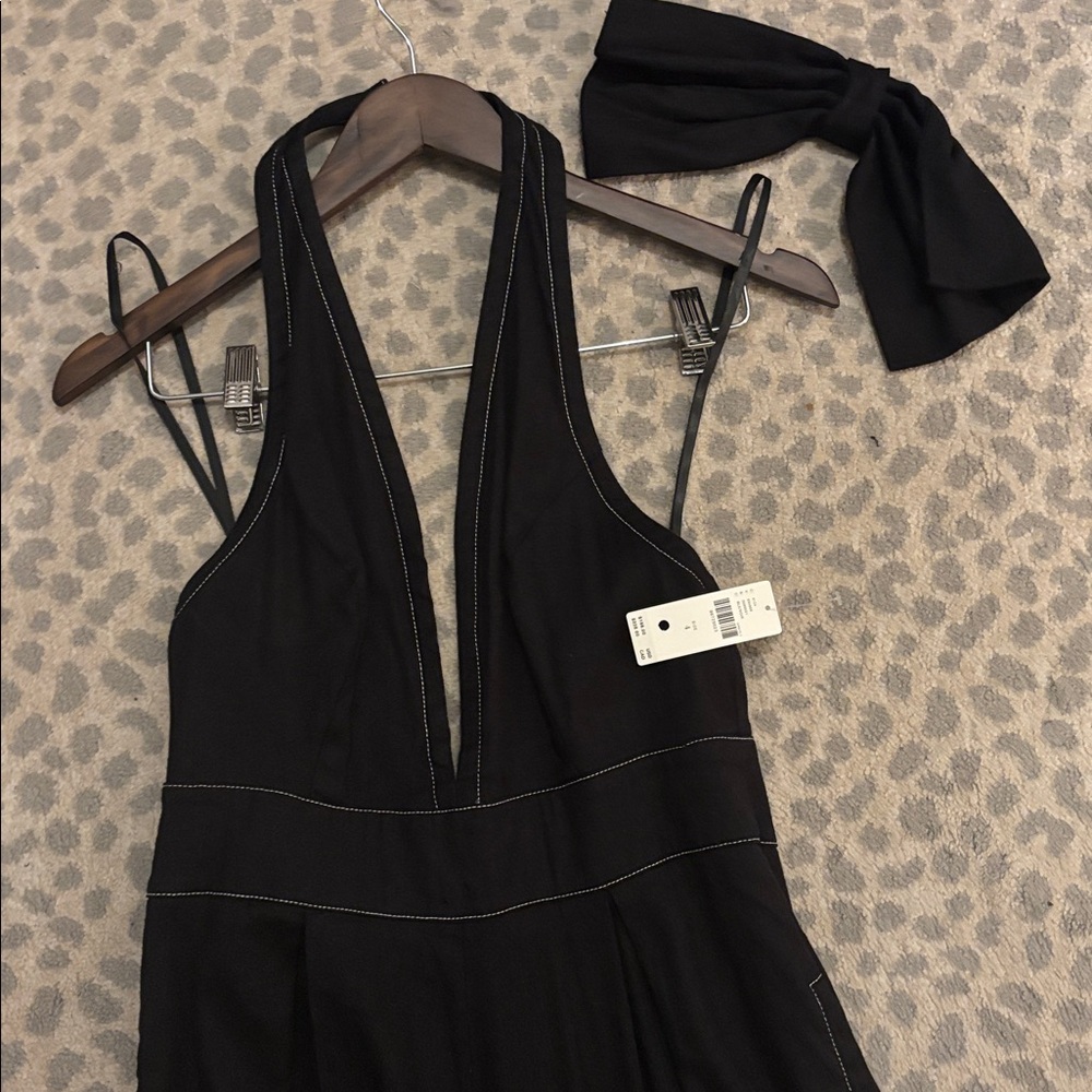 Anthropologie Black Halter Wide-Leg Jumpsuit - Picture 6 of 16